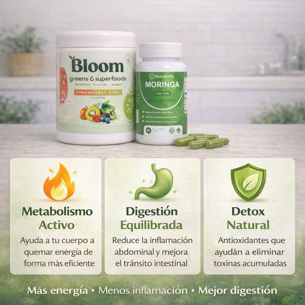 Combo Detox & Metabolismo | Bloom Greens + Moringa 100% Natural