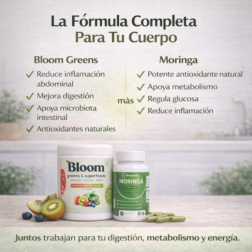 Combo Detox & Metabolismo | Bloom Greens + Moringa 100% Natural